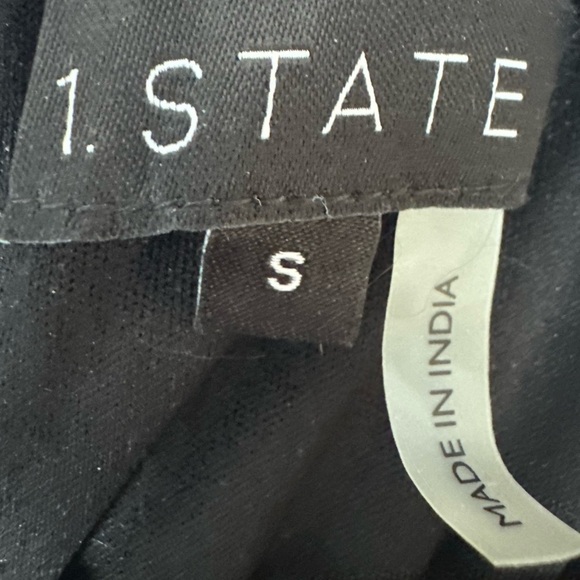 1. State Metallic Smocked Dress Mock Neck Tiered Ruffle Black Gold Women's Small - Picture 7 of 8